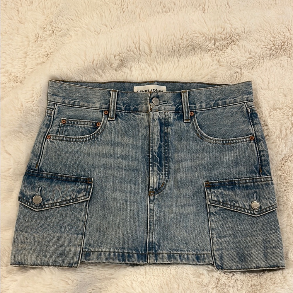 Denim Forum Blue Cargo Mini Skirt